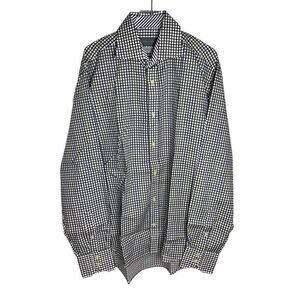 Thomas Dean Men's Blue Green White Button Up Cotton Flip-Cuff Shirt Sz Medium M